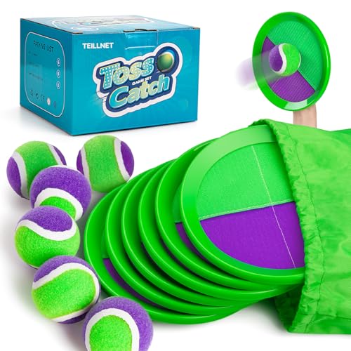 Toss and Catch Ball Set Upgraded - Family Games Kids Toys for Stocking Stuffers - Water-Resistant Great for Beach Pool Yard - Christmas Toys Gift for Boys Girls Teens 3 4 5 6 7 8 9 10 11 12+ Years - color: Purple, size: 6 Paddles 6 Balls