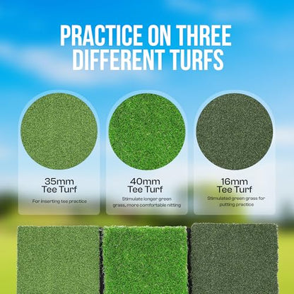 Premium Golf Hitting Mat for Indoor & Outdoor Practice – Professional Turf Golf Mat for Driving Range, Backyard & Home Use – Portable Golf Practice Mat with Realistic Grass Surface and Accessories