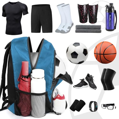 YOREPEK Soccer Backpack,Soccer Bag with Ball Holder, Water resistant Sport Equipment Bags Fit Basketball Volleyball Football - color: Blue
