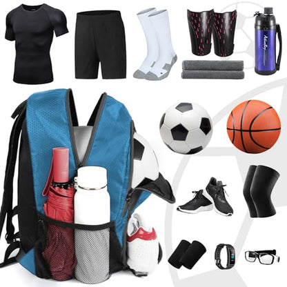 YOREPEK Soccer Backpack,Soccer Bag with Ball Holder, Water resistant Sport Equipment Bags Fit Basketball Volleyball Football - color: Blue