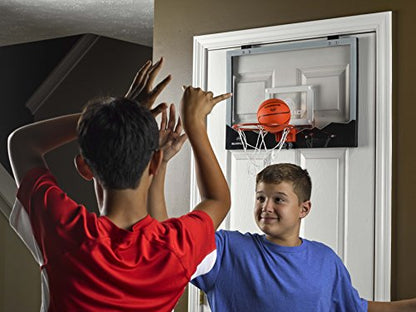 Silverback LED Light-Up Over the Door Mini Basketball Hoop - 18" - Includes Mini Basketball and Air Pump - color: Black 18"