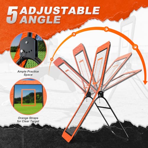 Lacrosse Rebounder net for Backyard, 4x7FT Adjustable Net with 5 Angles & Target Stripe,Durable Multi-Sport Practice Tool for Soccer Baseball Volleyball Training Equipment