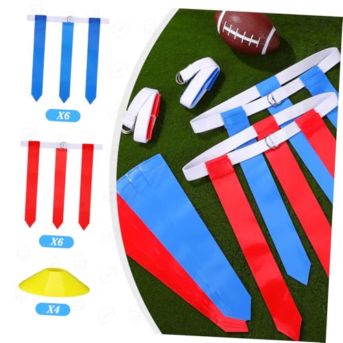Mikinona 16Pcs Flag Football Set with Adjustable Belts and Agility Cones Accessories for Youth Football Players Durable and Easy to Use