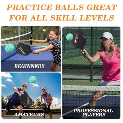 Indoor Pickleball Balls|Crack-Resistant| 26 Holes | 6Pack, 12 Pack |Made to USAPA Standards | Aerodynamics| High Bounce Durable Practice Pickle Ball for Beginner Intermediate Player - color: light blue-12 pack