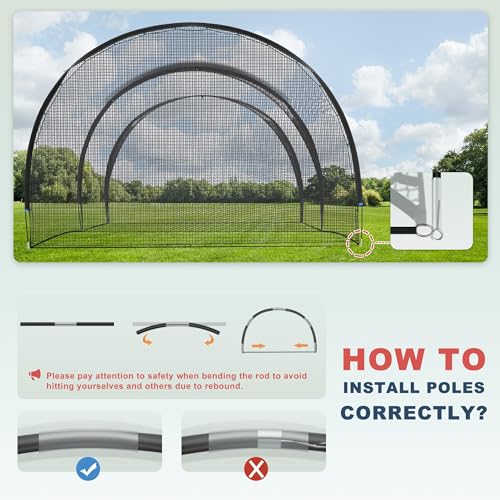 SHANTRA Batting Cage with Frame and Net, 13/22/30FT Baseball Batting Cage for Backyard, Baseball & Softball Hitting Cage Netting for Outdoor Hitting & Pitching Practice, Softball Baseball Cage - style: 22×13×9ft,Enclosed Door