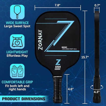 T300 Pickleball Paddles,16mm Pickleball Paddles Set of 2, USAPA Approved Carbon Lightweight Pickle Ball Rackets, Pickle Ball Racket Gift for Beginners, Men, Women, Couple
