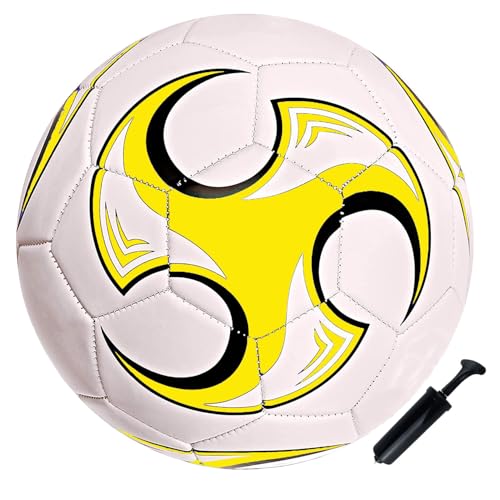 Soccer Ball Size 3,4,5 with Pump Needle Anti-Explosion Design Indoor Outdoor Suitable for Kids School Training Practice or Boys Girls Toddlers Gift - color: Yellow, style: Size 3