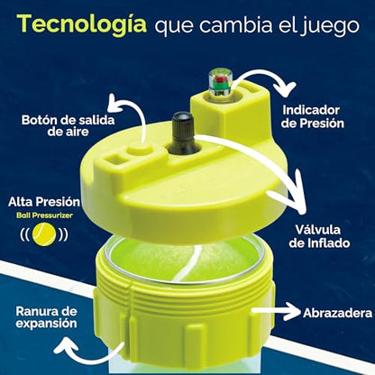 Ball Rescuer – Converts containers of Paddle Balls or Tennis Balls into a 30 PSI Pressurizer Canister – Adaptable to containers of Three or Four Balls (Packaging not Included).