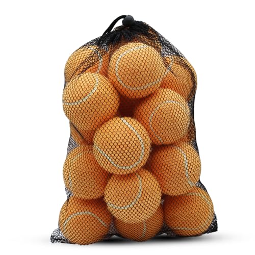 SHYUJAJIE Tennis Balls, 20 Pack Training Tennis Balls,High Elasticity Practice Tennis for Beginner, Exercise Playing Balls for Pet Dog - color: Light Orange