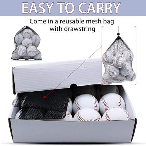 Magicorange Baseball, 12 Pack Training Baseballs Unmarked Practice Rubber Core Baseballs for Hitting, Soft Toss, Batting, Fielding, Pitching