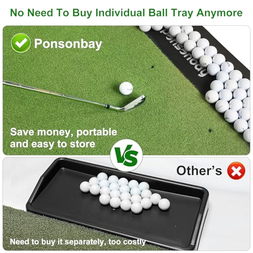 Integrated Golf Hitting Mat with Ball Tray, Thickening Golf Mats Practice Outdoor & Indoor Artificial Turf Matt with 3 Tees - size: 6 x 4 ft, 1.02 in (X-Large)