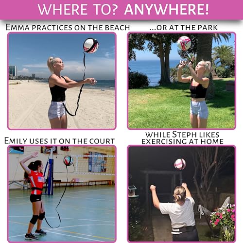 OVANTO Volleyball Training Equipment Aid – Solo Volleyball Equipment in 4 Styles to Serve, Spike, Set and Pass Like a Pro - Adjustable Volleyball Practice Equipment Gift for Beginners & Experts