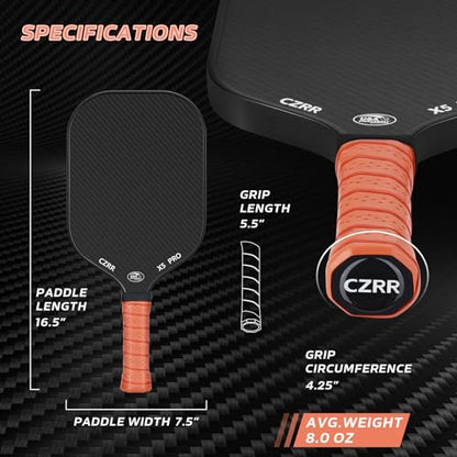 Pickleball Paddle, USA Pickleball Approved, 3K Raw Carbon Fiber Surface (CFS) High Grit & Spin, with 16MM Polypropylene Honeycomb Core, Ideal for Novice and Professional Players - style: 16MM-2PCS
