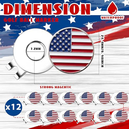 24 Pcs Golf Ball Markers with Magnetic Hat Clips Value Sets Soft Enamel Technique for Men Women Golfer, Removable Attaches Easily to Golf Cap Premium Gifts - color: Red,White,Blue, style: Patriotic