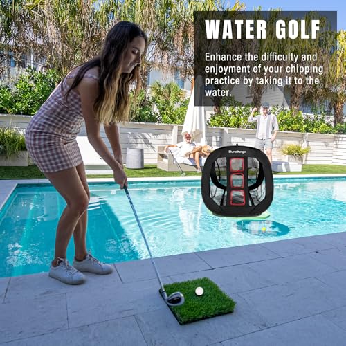 DURARANGE Pop-Up Golf Chipping Net - Ultimate Target Training Chip Aids for Precision & Distance, Outdoor | Indoor Practice, Golfer Gift - color: 1 Black Net+ 2 Mats+ 12 Balls + 6 Greeting Cards