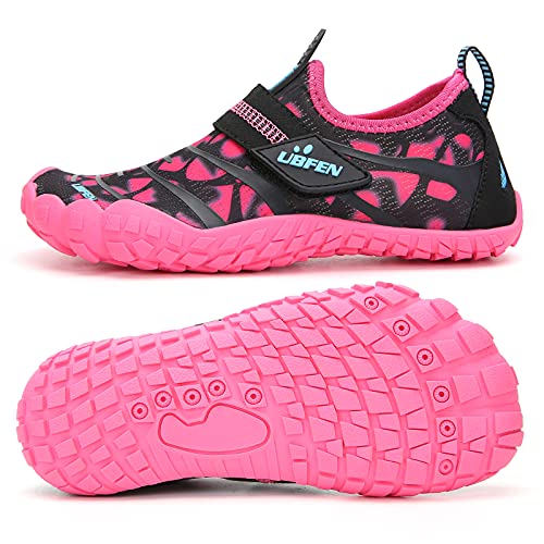 UBFEN Water Shoes for Kids Boys Girls Aqua Socks Barefoot Beach Sports Swim Pool Quick Dry Lightweight Toddler Little Big Kid - color: A Pink, size: 13 Little Kid
