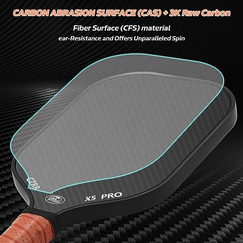 Pickleball Paddle, USA Pickleball Approved, 3K Raw Carbon Fiber Surface (CFS) High Grit & Spin, with 16MM Polypropylene Honeycomb Core, Ideal for Novice and Professional Players - style: 16MM-2PCS