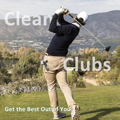 Vetance 2 Pack Pro Golf Club Cleaner - 4oz Water Bottle with Groove Cleaner and Retainer Clip, Durable Nylon Bristles for Easy Cleaning, Ergonomic Button Design, Golf Gifts for Men (Black)