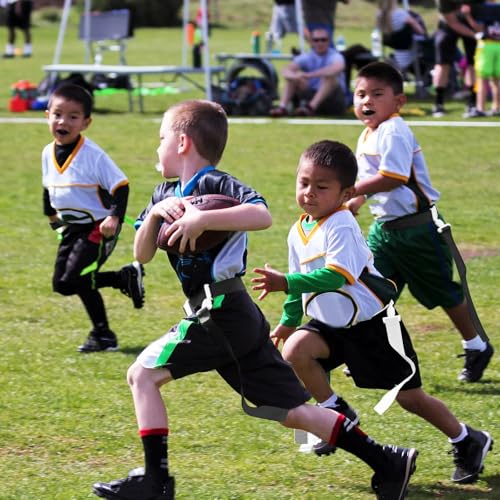 Peryiter 2/12/24/36 Player Flag Football Belt, Adjustable Football Belts and Flags for Kids Youth Adult Sport Team Training - color: Black,white