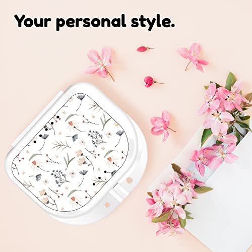 Retainer Holder Cute, Aligner Case with Colorful Novelty Cute Patterns, Night Guard Case with Floral Patterns (White)