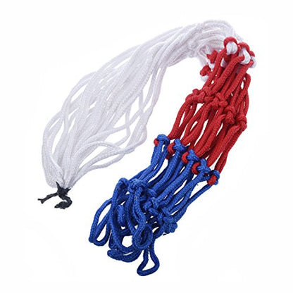 GARASANI 2 Pack Basketball Net Replacement 18 inches Red White and Blue Basketball Net 3mm Thread, 12 Loops
