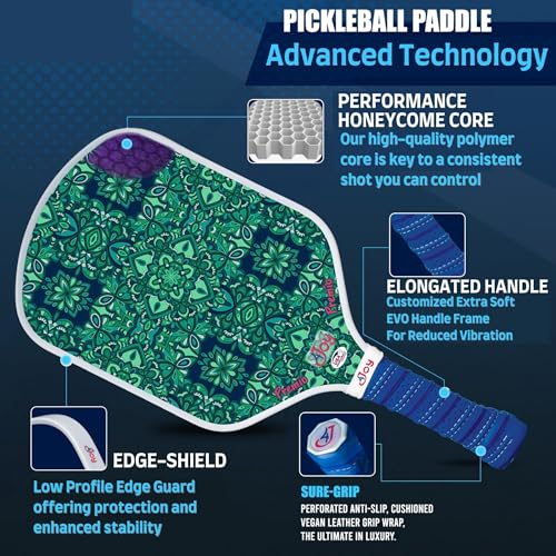 4Joy Pickleball Paddle Premio Series - Thermoformed Premium T700 Carbon Fiber Pickleball Paddless - Professional Pickleball Rackets for Women & Men - 16mm Honeycomb Core - USAP Approved - style: Green Forest