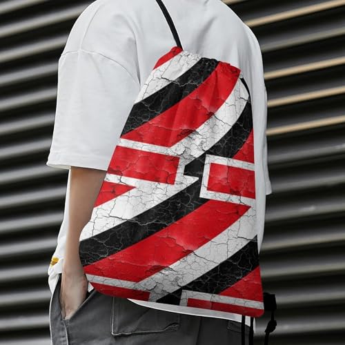 Gym Drawstring Backpack Sackpack Water Resistant for Sports Beach Yoga Travel Unisex, Trinidad And Tobago Grunge Flag Bags - color: Picture (637)