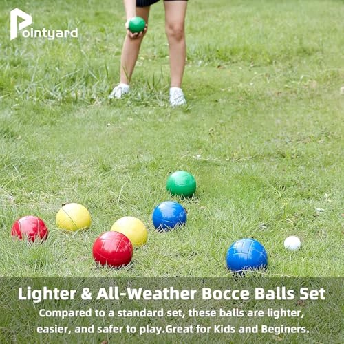 90mm Bocce Ball Set with 8 PE Balls, 1 Pallino, Carrying Bag, Measuring Tape - Family Game for Outdoor/Lawn/Beach/Park - size: 90mm