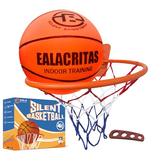 Groove-Grip Silent Basketball & Hoop Gift Set - High-Density Foam with Textured Surface, All-Weather Indoor Practice, Ready-to-Give Pro Training Kit - color: Orange