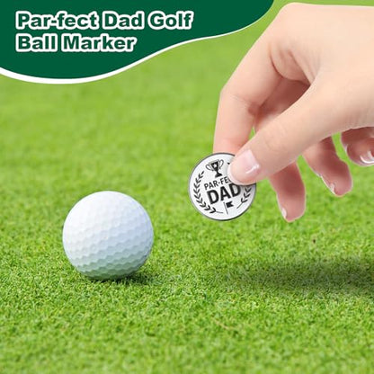 Father's Day Golf Gifts for Men Dad, Golf Repair Divot Tool with Golfer Silhouette, Par-FECT Dad Golf Ball Marker, Gold Magnetic Club-Style Hat Clip, Unique Golf Gift from Daughter/Son/Kids