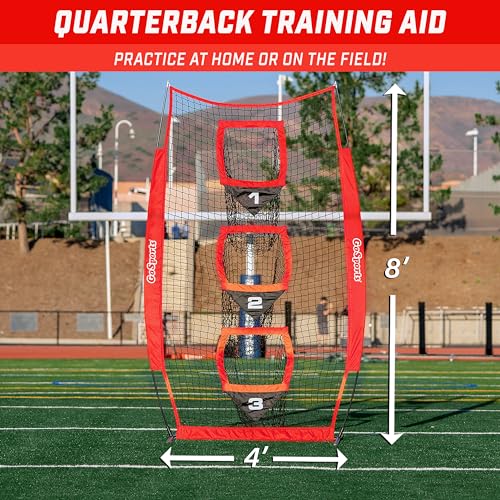 GoSports 8 x 4 ft Football Throwing Target Net - Choose Black or Red