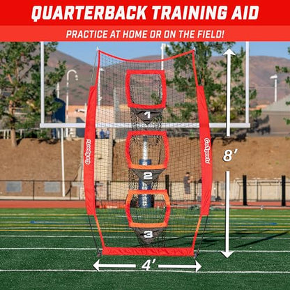 GoSports 8 x 4 ft Football Throwing Target Net - Choose Black or Red