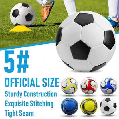 6 Pack Classic Soccer Balls Size 5 with Pump and Net Bag - Training and Practice for Adults, Indoor and Outdoor Competition - size: Size 5