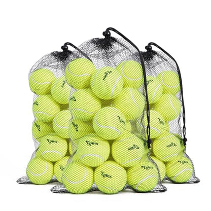Egles 12/20/60 Packs Tennis Balls for Training and Dogs, High Elasticity Practice Tennis Ball with Mesh Bag for Transport and Beginner Exercise, Durable Pet Playing Tennis Ball Set - size: 60