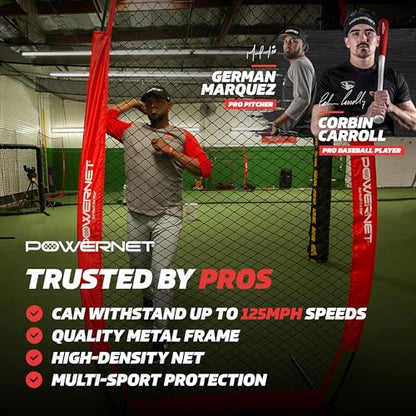 PowerNet Baseball Training Equipment Baseball Net, Portable Softball Batting Practice Pitching Screen, 7-FT I-Screen or A-Frame Pitching Net - color: Red, style: I-Screen