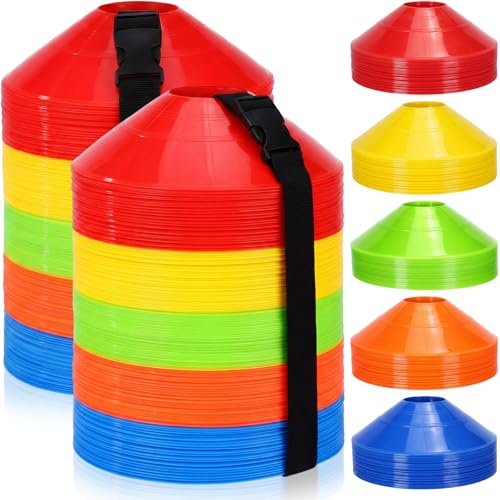 Yunsailing Soccer Cones with Straps Set, Disc Training Cones Bulk Agility Cone Sports Cone for Drills, Challenge, Football, Basketball, Skating, Coaching, Practice Equipment, Indoor, Outdoor