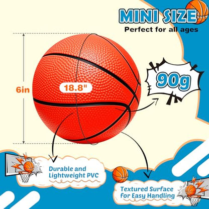 Iyoyo Mini Basketball Set - 5 Pack 6" Small Balls with Pump, Over The Door Mini Hoop Replacements, Toy for Toddlers, Kids, Teenagers, Pool, Indoors, Outdoors