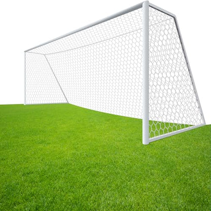 LAO XUE 24x8FT Soccer Goal Net,Professional White Heavy Duty Replacement Outdoor,Full Size Weather Resistance for Training and Match Play(Net Only)