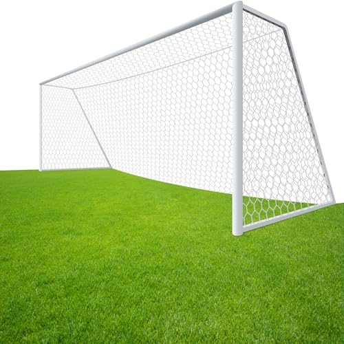 LAO XUE 24x8FT Soccer Goal Net,Professional White Heavy Duty Replacement Outdoor,Full Size Weather Resistance for Training and Match Play(Net Only)