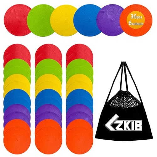 Spot Markers 4.72/9 Inch 12/24/36 Pcs Anti-Slip Agility Floor Markers,Colorful Flat Field Gym Classroom Floor Spots Set for Indoor Outdoor Soccer Basketball Sports Speed Training and Drills - style: 4.72inch 36pcs