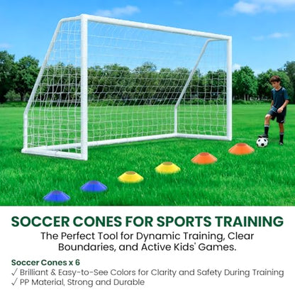 NAIZEA Soccer Goals - 24x8/21x7/18x7/12x6/16x7/10x6/8x6/6x4FT Soccer Goals for Backyard Training- Portable Metal Soccer Net for Youth & Adults - Heavy Duty Steel for Indoor Outdoor Games & Practice - size: 12ft x 6ft, style: Trainer-White/PVC