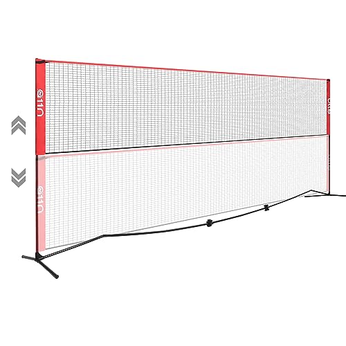 A11N SPORTS Badminton Net - Height Adjustable Volleyball Net for Junior Tennis, Soccer Tennis & Kids - Portable Driveway Pickleball Net for Indoor & Outdoor, 11ft/14ft/20ft Wide