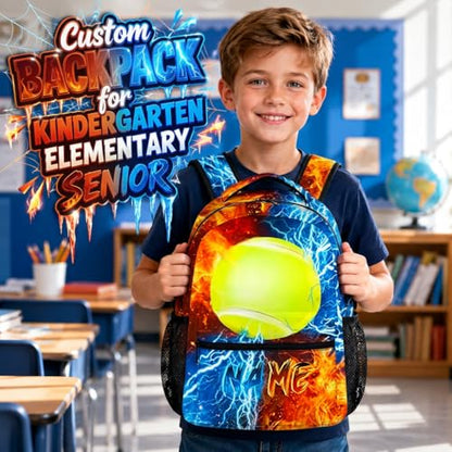 Kids Backpack for Boys Custom Tennis Schoolbag for Kindergarten Elementary Primary, Durable School Supplies - color: Green