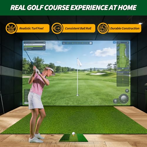 Golf Simulator Turf Mat, 15 mm 8/10/12ft Golf Mat for Indoor Home Setups, Golf Putting Mats Practice Outdoor Training Golf Hitting Mat for Putting Practice Football Sports Gym Backyard