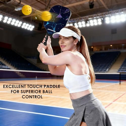 Pickleball Paddles Set of 2, Fiberglass Pickleball Racket, 2 Pickleball Rackets, 4 Balls, 2 Grip and 1 Portable Carry Bag, Aesthetic Pickle Ball Rackets 2 Pack for Men Women Beginners
