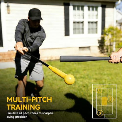 KRUI Baseball Hitting Stick Batting Swing Trainer, 54" Softball Baseball Training Equipment with Grip Strap, Ideal One-on-One Coaching Tool for Swing Mechanics & Hand-Eye Coordination