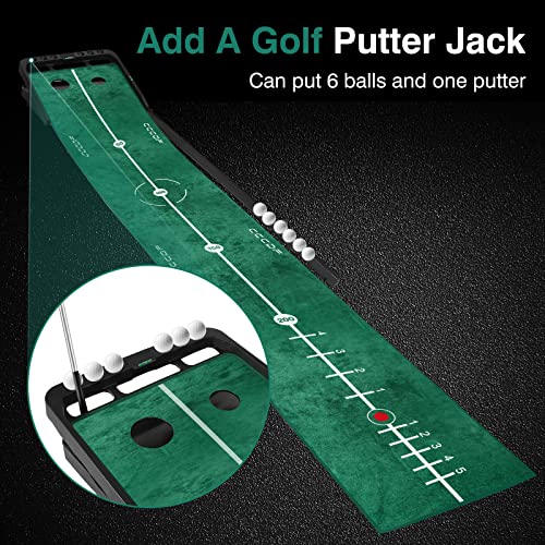 Slope Adjustable Golf Putting Green Indoor Putting Matt Golf Practice Training Equipment Putting Mat with 1/2 Hole Training Ball Return for Mini Games & Practicing at Home Office - Golf Accessories