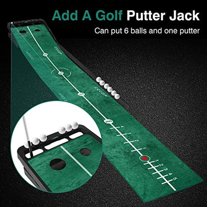 Slope Adjustable Golf Putting Green Indoor Putting Matt Golf Practice Training Equipment Putting Mat with 1/2 Hole Training Ball Return for Mini Games & Practicing at Home Office - Golf Accessories