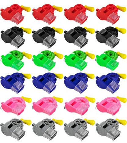 24 Packs Sports Whistles with Lanyard, for Coaches, Referees and Officials - color: Sky Blue