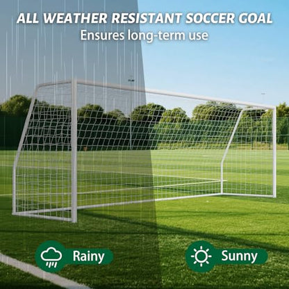 NAIZEA Soccer Goals - 24x8/21x7/18x7/12x6/16x7/10x6/8x6/6x4FT Soccer Goals for Backyard Training- Portable Metal Soccer Net for Youth & Adults - Heavy Duty Steel for Indoor Outdoor Games & Practice - size: 21ft x 7ft, style: Trainer-White/Steel